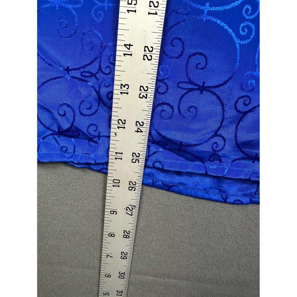Leslie Fay Sport Royal Blue Jacquard Swirl Scroll Long Sleeve Blouse Women's 8 - Picture 9 of 11